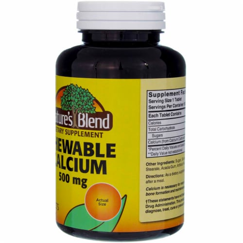 Nature's Blend Chewable Calcium Tablets 500mg Perspective: left
