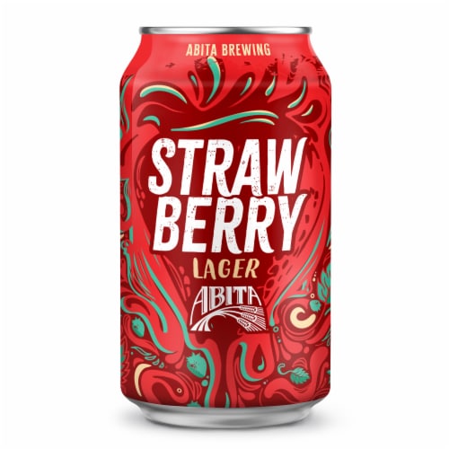 Abita Strawberry Lager Craft Beer Cans Perspective: left