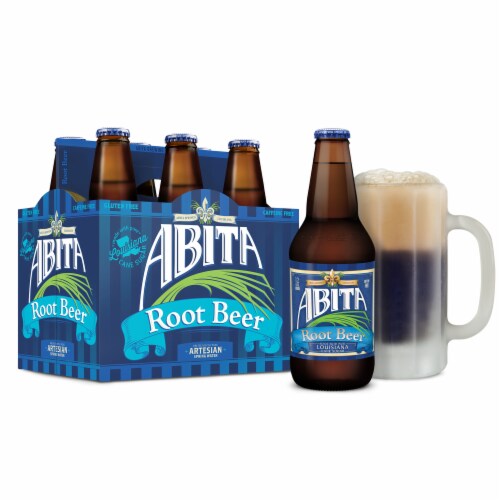 Abita Root Beer Caffeine-free Craft Soda 6 Pack bottles Perspective: left