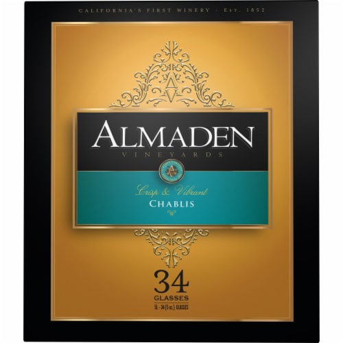 Almaden Mountain Chablis Blend White Wine Box Perspective: left