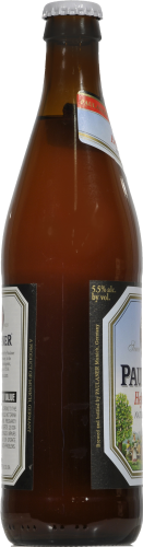 Paulaner® Hefe-Weizen Beer Single Bottle Perspective: left