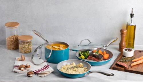 Gotham Steel Ocean Blue Cookware Set Perspective: left