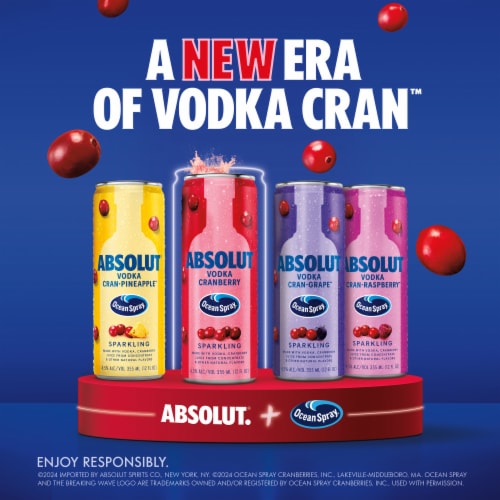 Absolut Vodka + Ocean Spray Sparkling Cocktail Variety Pack Perspective: left