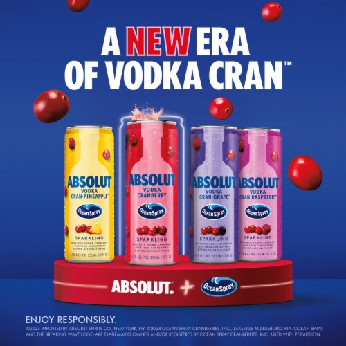 Absolut + Ocean Spray Ready To Drink Vodka Cocktail Variety Pack Cans Perspective: left
