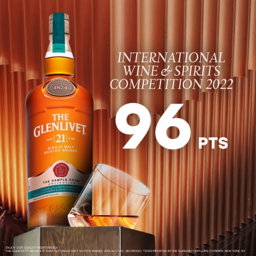 The Glenlivet Aged 21 Years Sample Room Collection Single Malt Scotch Whisky Perspective: left