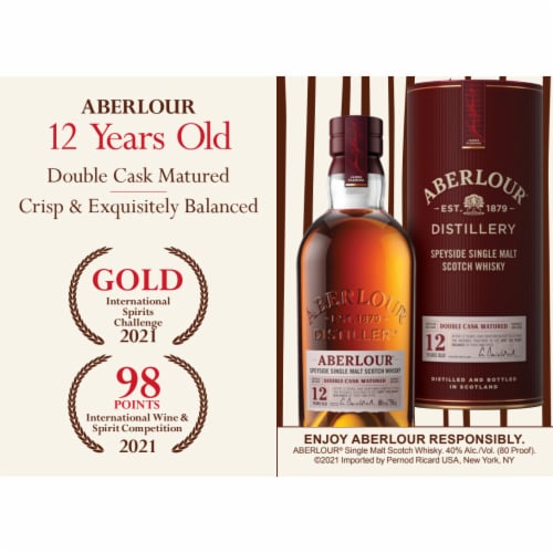 Aberlour Aged 12 Years Double Cask Matured Single Malt Scotch Whisky Perspective: left
