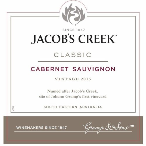 Jacob's Creek Cabernet Sauvignon Australian Red Wine Perspective: left