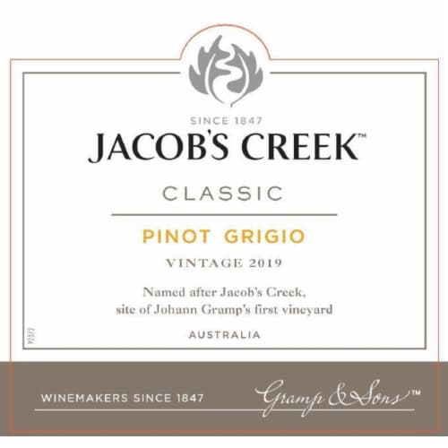 Jacob's Creek Classic Pinot Grigio Australia White Wine Perspective: left