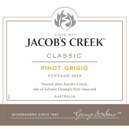 Jacob's Creek Classic Pinot Grigio Australia White Wine Perspective: left