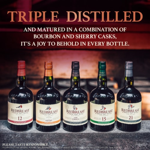 Redbreast Aged 21 Years Single Pot Still Irish Whiskey Perspective: left