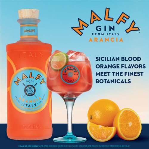Malfy Sicilian Blood Orange Con Arancia Flavored Gin Perspective: left