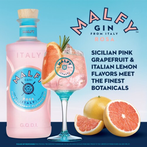 Malfy Sicilian Pink Grapefruit Rosa Flavored Gin Perspective: left