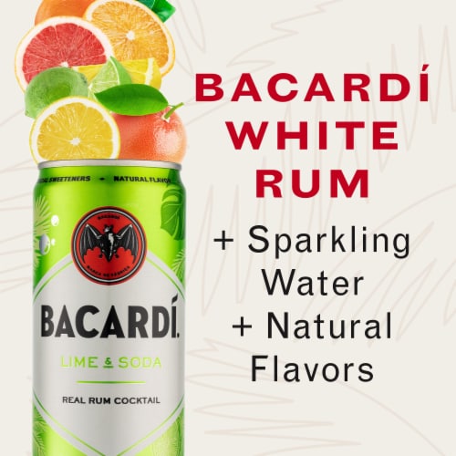 BACARDÍ® Lime & Soda Ready to Drink Real Rum Cocktail, Gluten Free Perspective: left