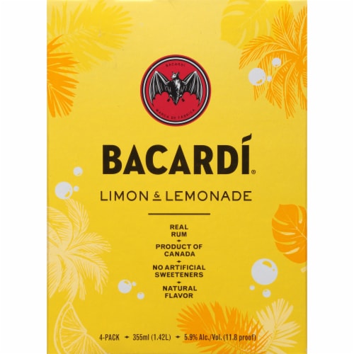 Bacardi® Limon & Lemonade Real Rum Ready to Drink Cocktail Perspective: left