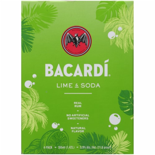 Bacardi Lime Soda Ready to Drink Cocktail Perspective: left