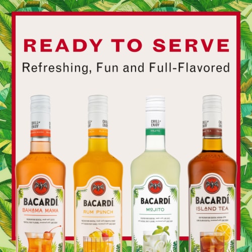 Bacardi Premium Bahama Mama Rum Ready to Drink Cocktail Single Bottle Perspective: left