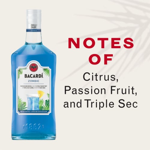 Bacardi Zombie Ready to Drink Cocktail Single Bottle Perspective: left