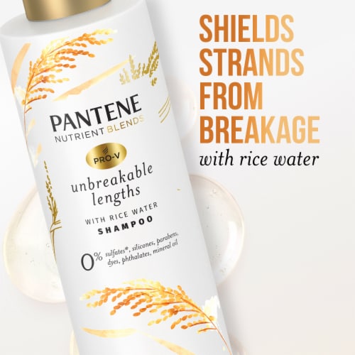 Pantene Pro-V Unbreakable Lengths Rice Water Shampoo Perspective: left