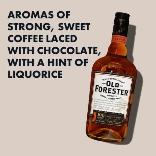 Old Forester 100 Proof Kentucky Straight Bourbon Whisky Perspective: left