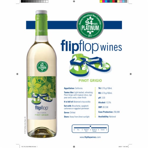 Flipflop Pinot Grigio California White Wine Perspective: left