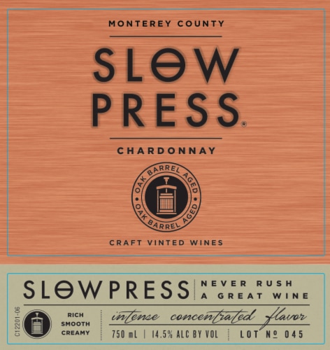 Slow Press Chardonnay White Wine Perspective: left