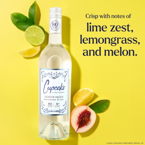 Cupcake Light Hearted 80 Calories per 5 Oz Sauvignon Blanc California White Wine Perspective: left