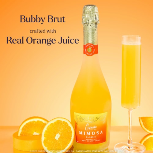 Cupcake Vineyards Classic Mimosa Blend Spain Orange Wine Based Cocktail Perspective: left