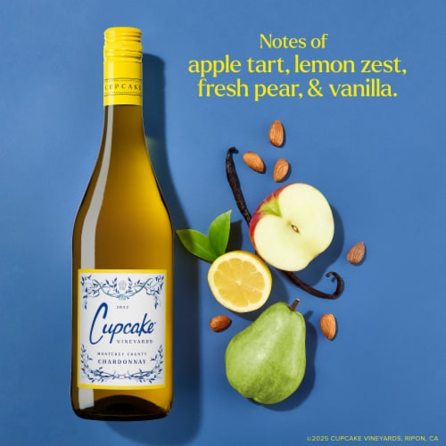 Cupcake Vineyards Chardonnay California White Wine Perspective: left