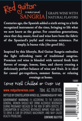 Red Guitar Sangria Spanish Red Wine Perspective: left