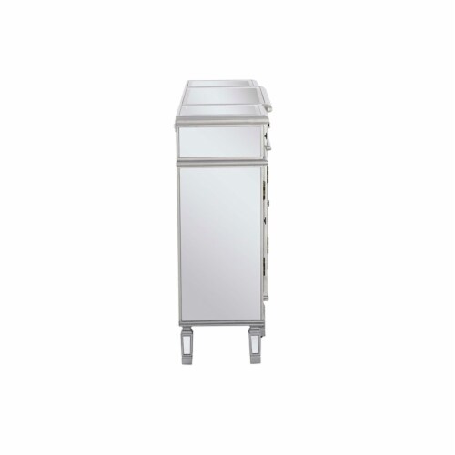 Linon Tally Mirrored Wood Console in Silver Perspective: left