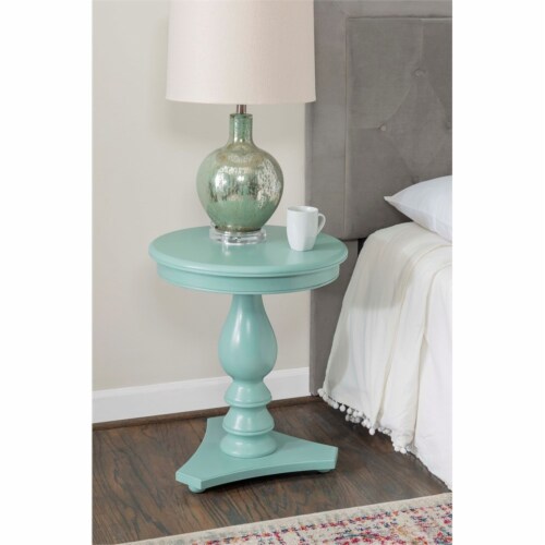Linon Bree Wood Accent Side Table in Blue Perspective: left