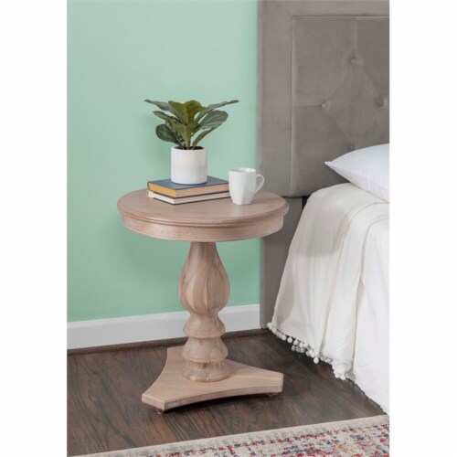 Linon Bree Wood Accent Side Table in Natural Brown Perspective: left