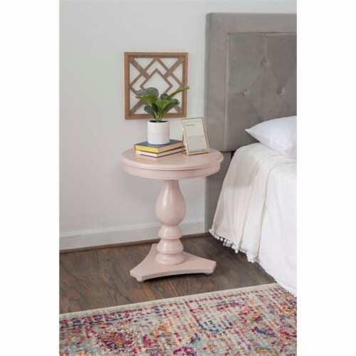 Linon Bree Wood Accent Side Table in Pink Perspective: left
