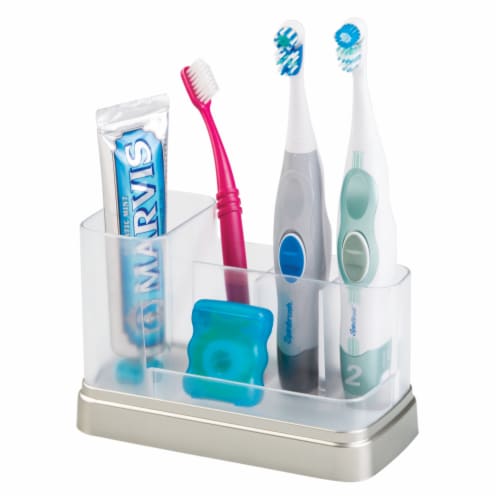 iDesign Lumis Vanity Organizer - Clear/Silver Perspective: left