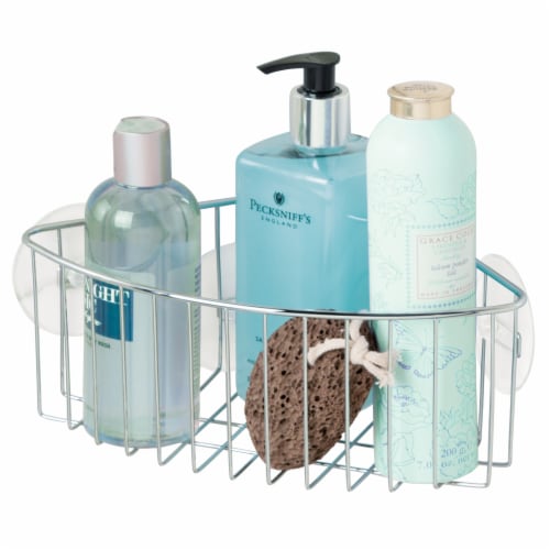 InterDesign Rondo Bath Corner Suction Basket - Stainless Steel Perspective: left