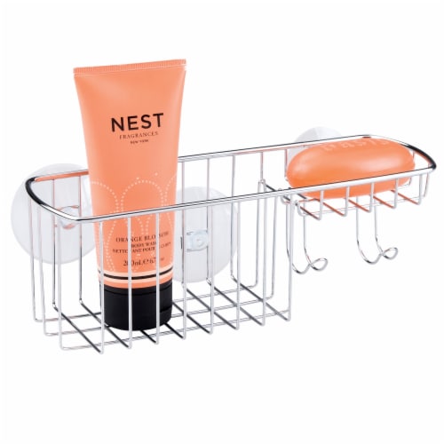 InterDesign Rondo Combo Basket Suction Bath Caddy - Stainless Steel Perspective: left