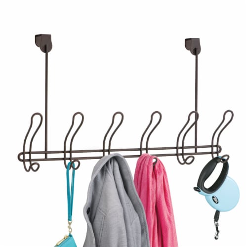 InterDesign Classico Over-the-Door 6-Hook Towel Rack - Bronze Perspective: left