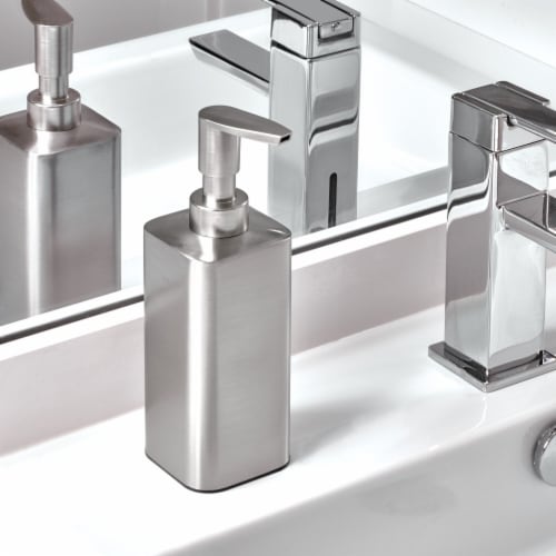 Interdesign Gia Stainless Steel Pump Soap Dispenser - Satin Silver Perspective: left