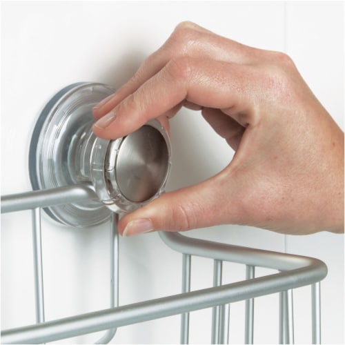 iDesign Metro Aluminum Turn-N-Lock Suction Basket - Silver Perspective: left