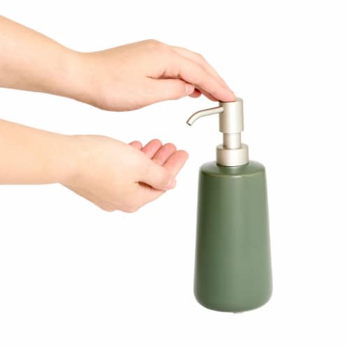 InterDesign Eco Vanity Ceramic Pump Soap Dispenser Tall Moss Perspective: left