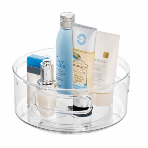 iDesign Clarity Lazy Susan Organizer With Handles - Clear Perspective: left