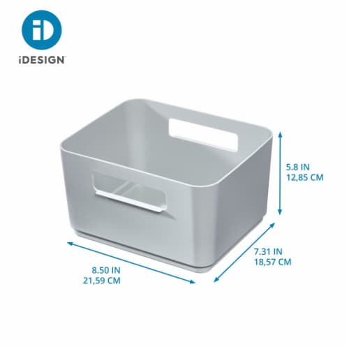 InterDesign Eco Recycled Plastic Small Bin with Handles - Gray Perspective: left