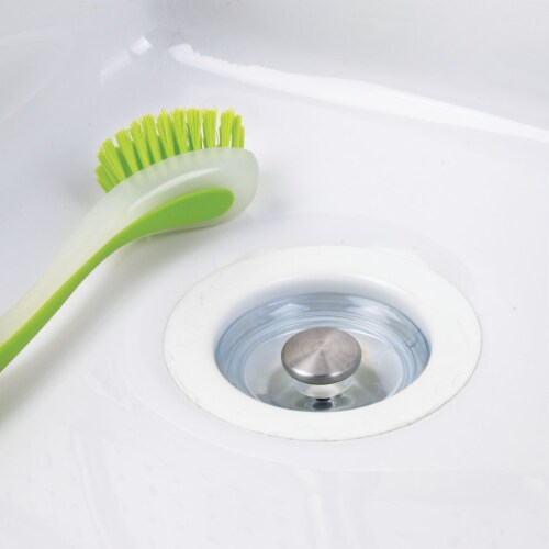 iDesign Forma 2 Sink Stopper - Clear/Stainless Steel Perspective: left