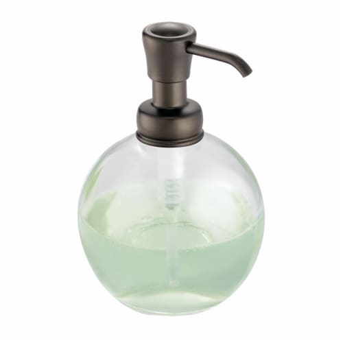 InterDesign York Round Glass Pump Soap Dispenser - Bronze Perspective: left