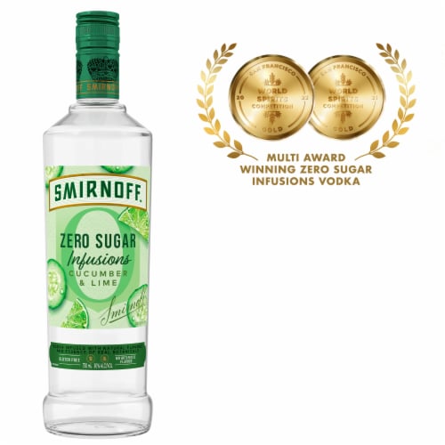 Smirnoff Zero Sugar Infusions Cucumber & Lime Vodka Perspective: left
