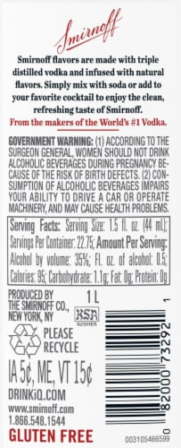 Smirnoff Blueberry (Vodka Infused With Natural Flavors) Perspective: left