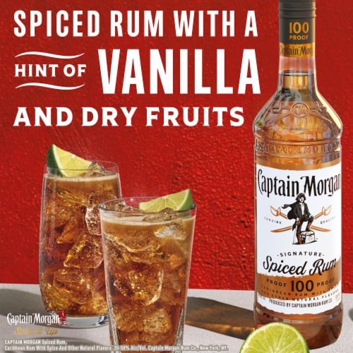 Captain Morgan Rum 100 Proof Spiced Perspective: left