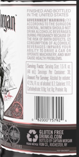 Captain Morgan Black Spiced Dark Rum Perspective: left
