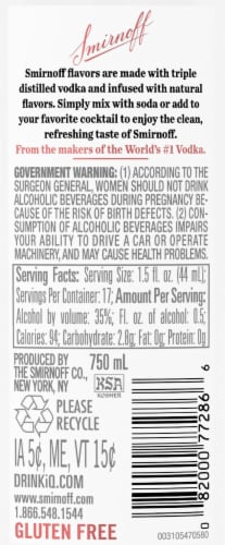 Smirnoff Ruby Red Grapefruit (Vodka Infused With Natural Flavors) Perspective: left