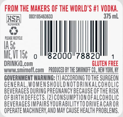 Smirnoff Orange (Vodka Infused With Natural Flavors) Perspective: left